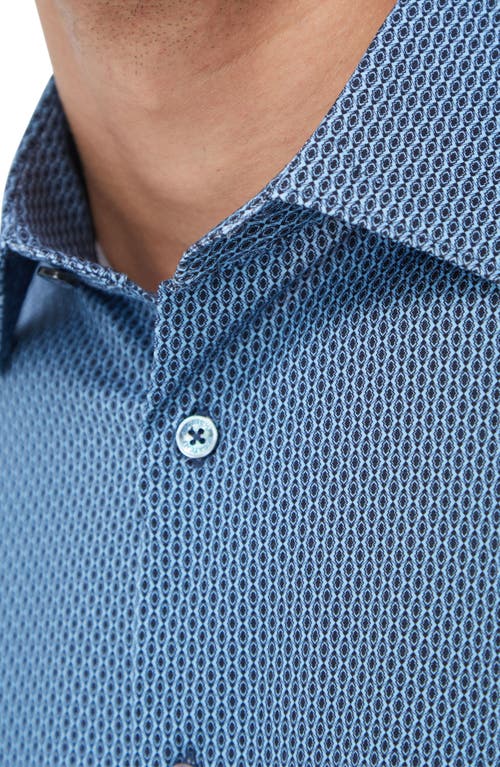 Bugatchi James Ooohcotton® Geo Print Button-up Shirt In Air Blue