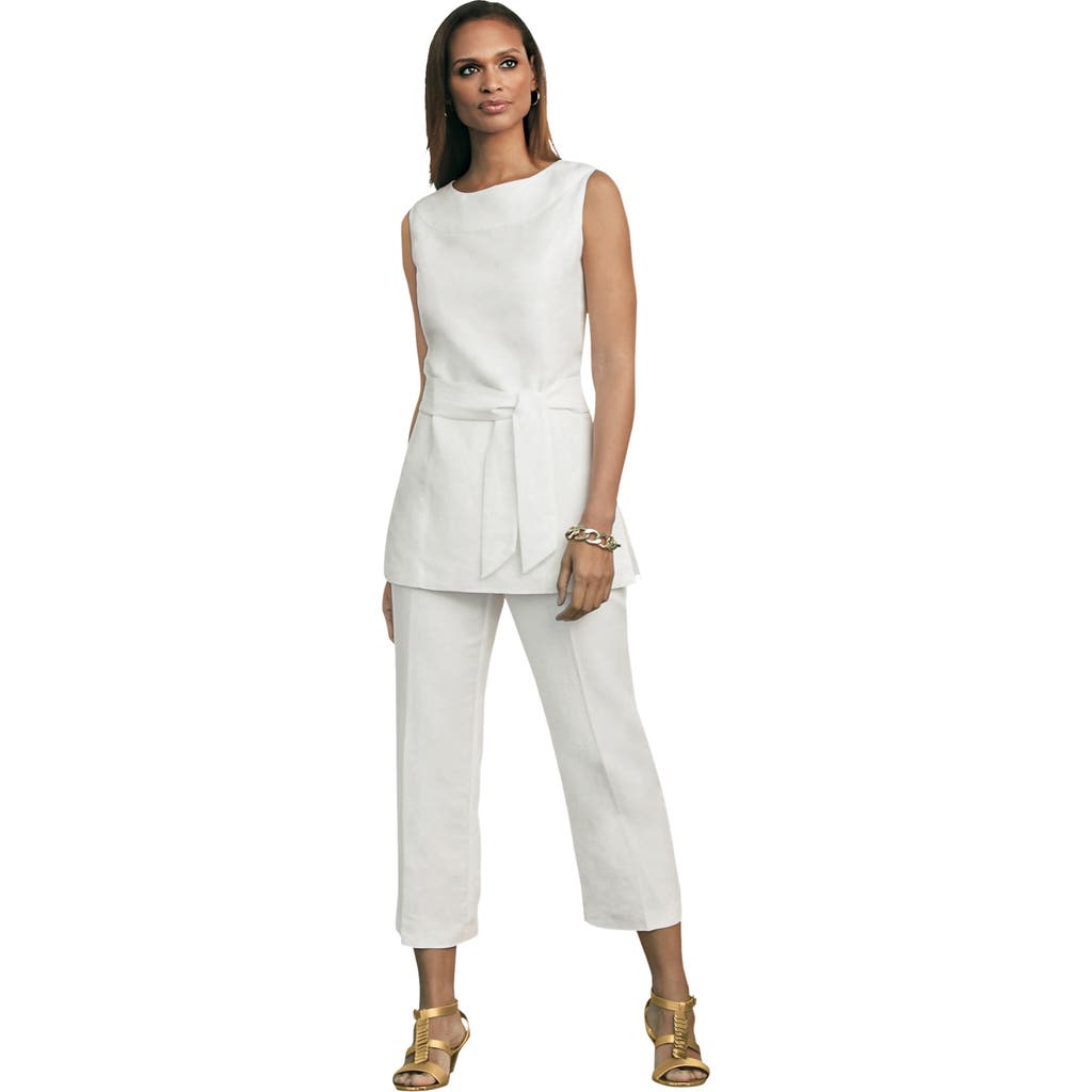 Jessica London 2-Piece Linen Capri Set in White  product