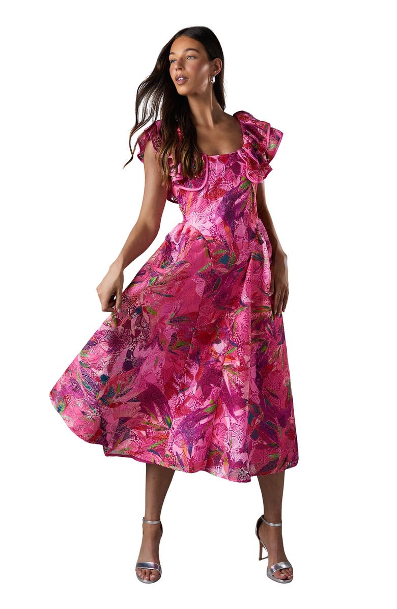 Coast Frill Sleeve Midi Dress, Main, color, Pink