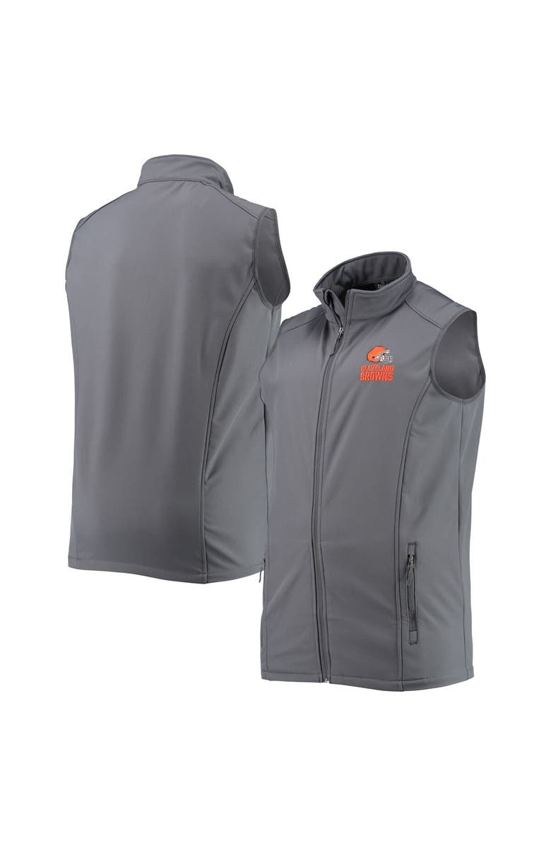 DUNBROOKE Men's Dunbrooke Heathered Charcoal Cleveland Browns Big & Tall Archer Softshell Full-Zip Vest, Main, color, Graphite