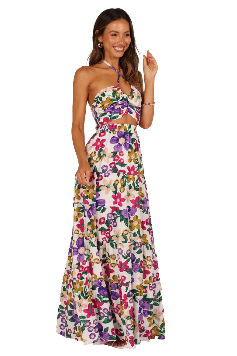 Kari Halter Crop Top & Maxi Skirt, Alternate, color, FLORAL