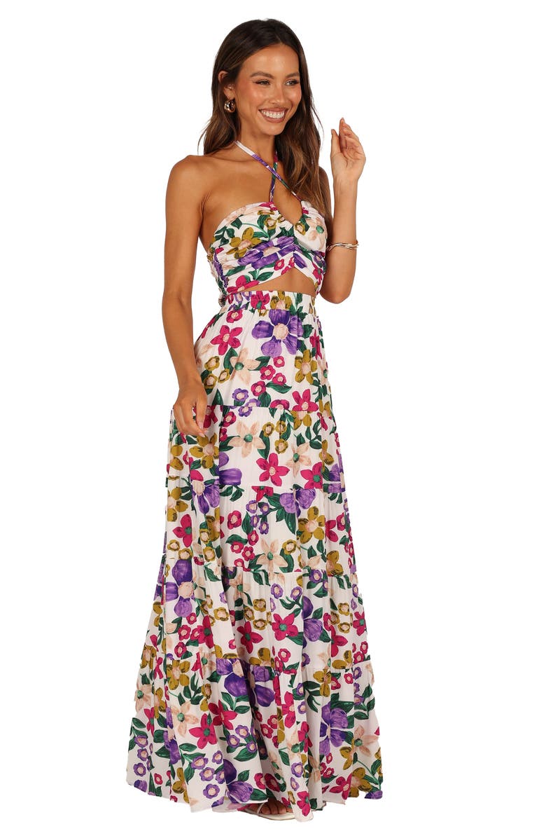 Petal & Pup Kari Halter Crop Top & Maxi Skirt, Alternate, color, Floral