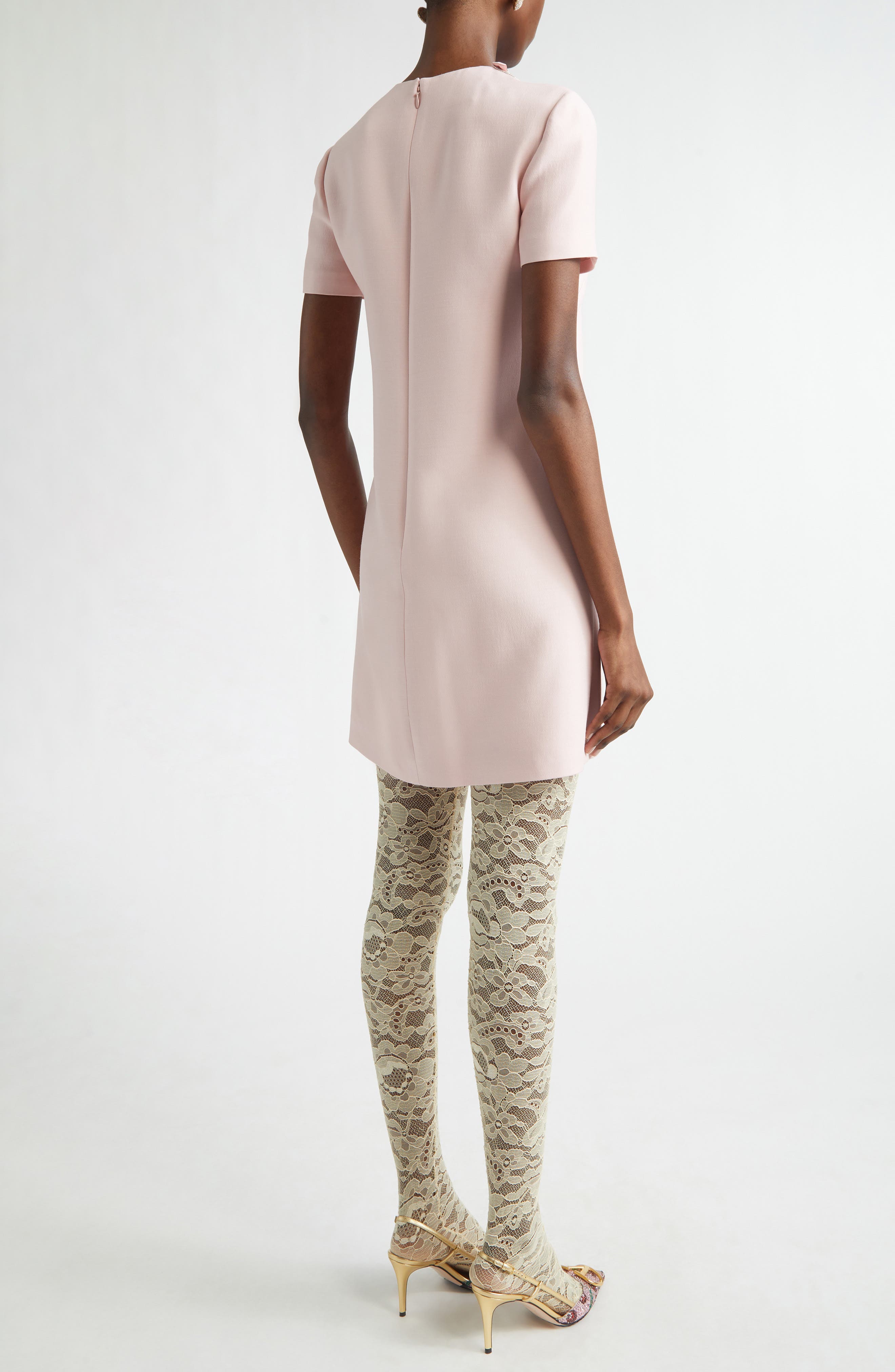 Crystal Bow Crepe Couture Minidress - image 2
