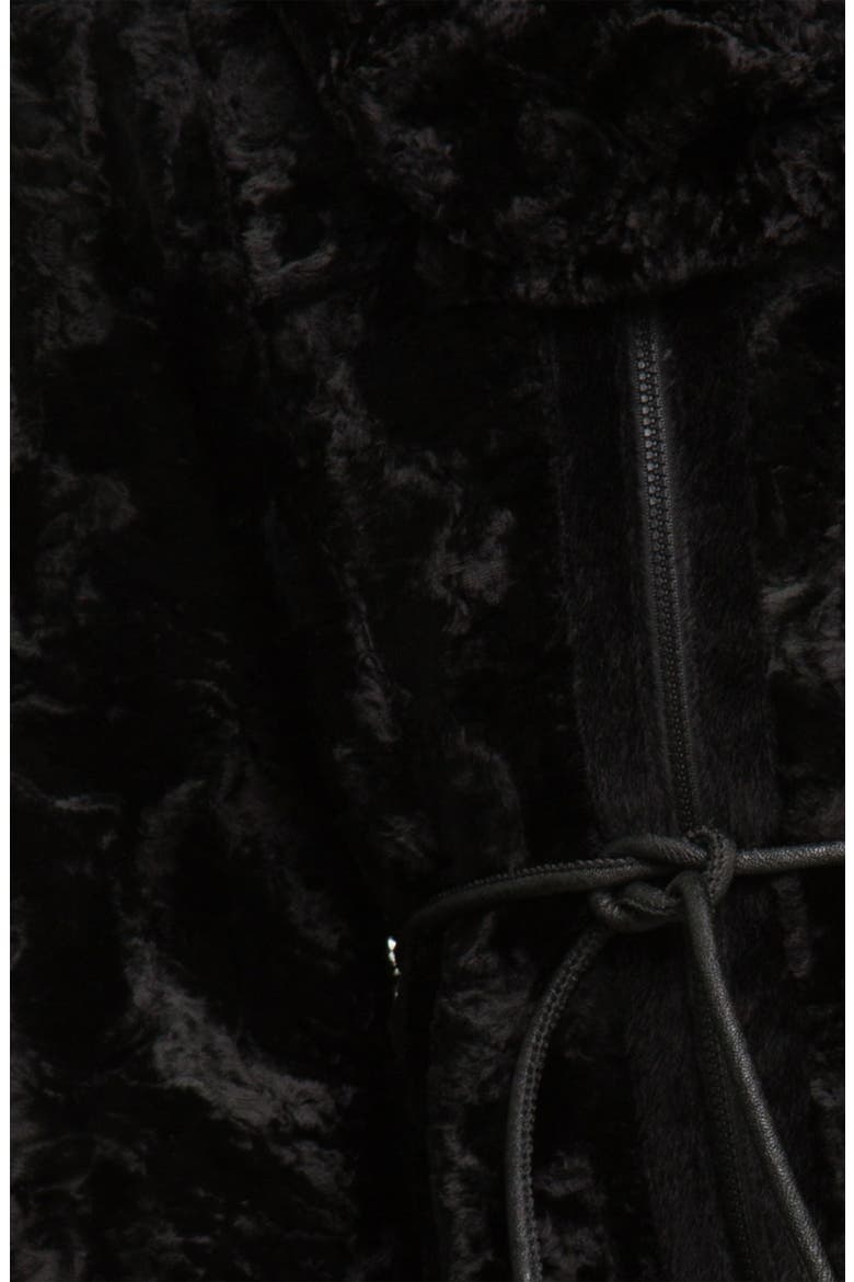 Faux Fur Coat with Scarf, Alternate, color, BLACK