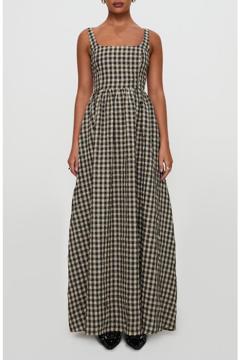 Cartmel Check Sleeveless Maxi Dress, Main, color, BLACK / CREAM