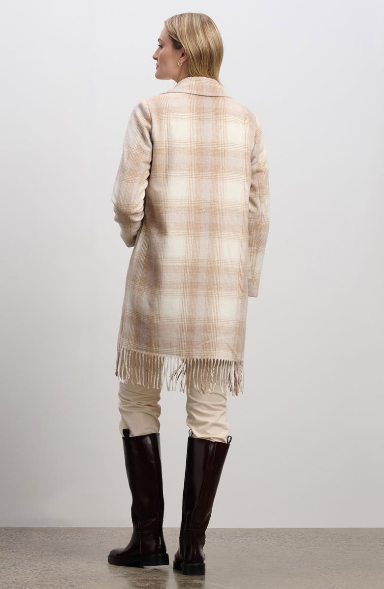 Hatley Plaid Fringe Coat, Alternate, color, Taupe