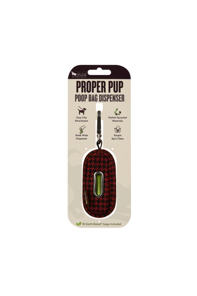 Proper Pup Poop Bag Dispenser, Houndstooth Red, Clipon, 15 Bags, Alternate, color, Multicolored