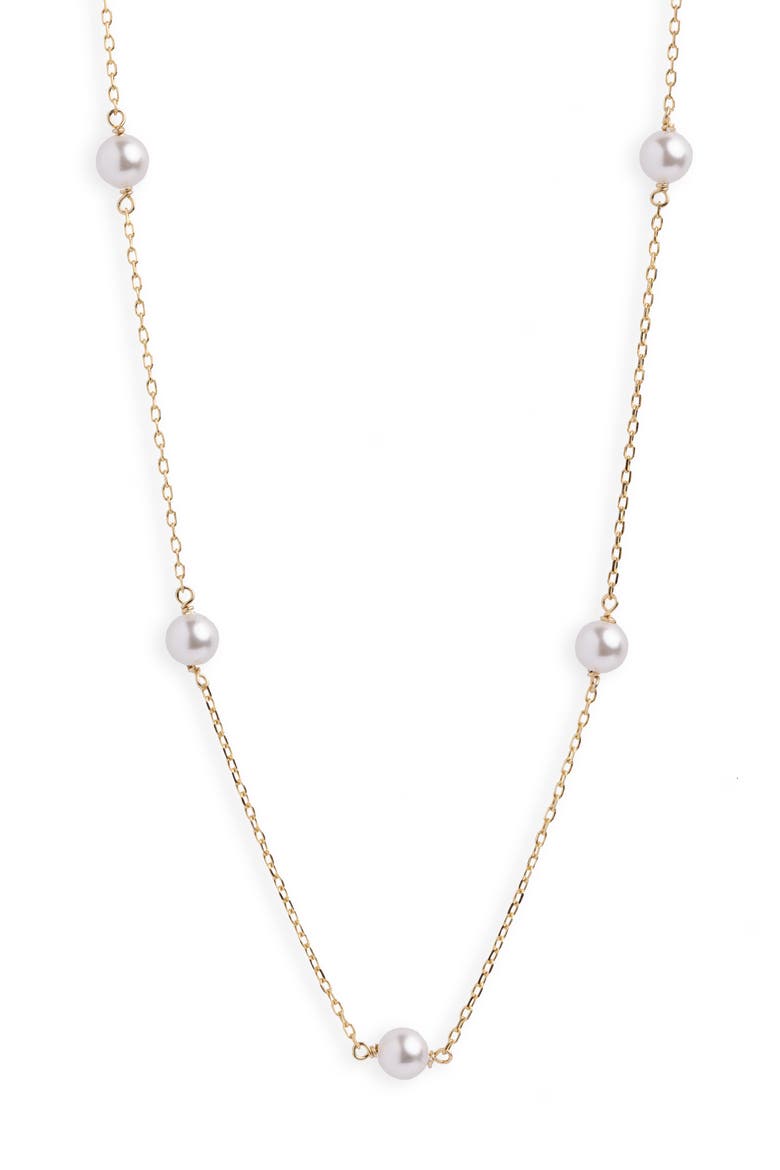 Freshwater Pearl Station Necklace, Main, color, GOLD