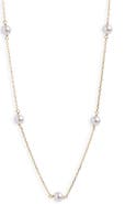 Argento Vivo Sterling Silver Freshwater Pearl Station Necklace