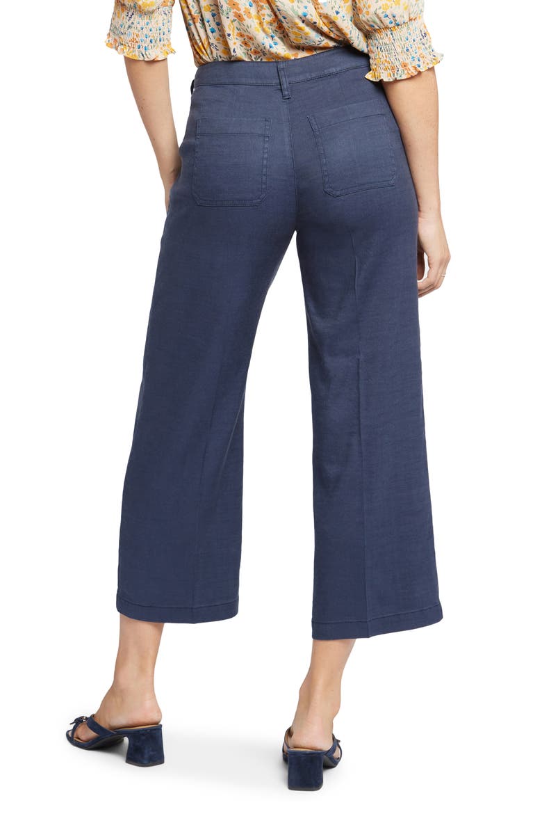 Linen Blend Crop Wide Leg Pants, Alternate, color, OXFORD NAVY