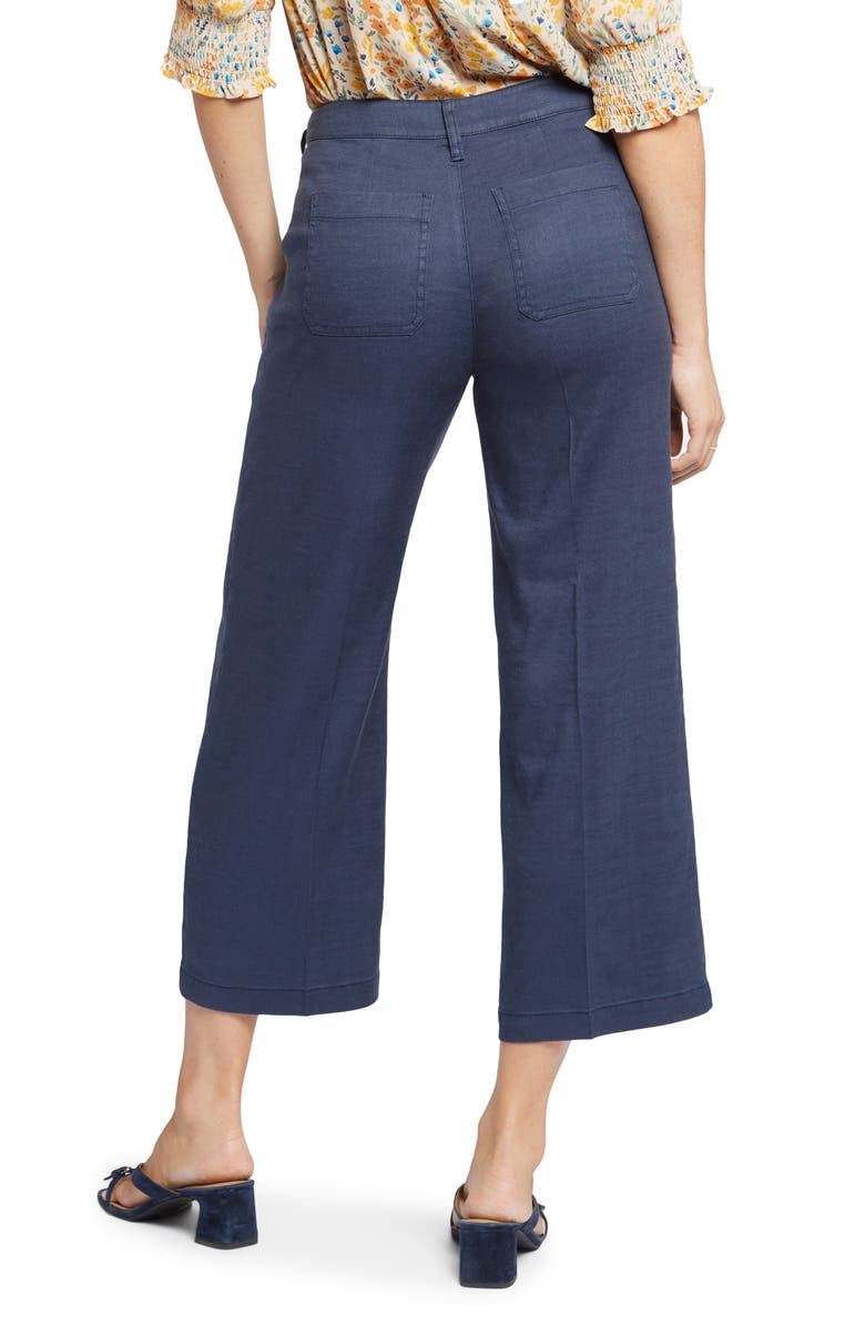 NYDJ Linen Blend Crop Wide Leg Pants, Alternate, color, Oxford Navy