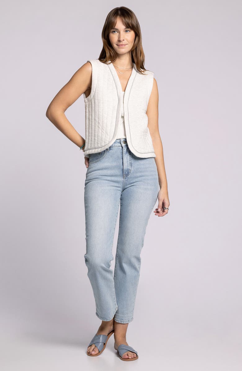 Thread & Supply Joplin Quilted Cotton Tie Front Vest, Alternate, color, Ivory Heather