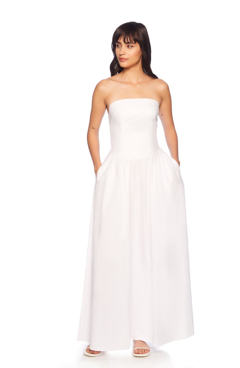 Susana Monaco Drop Waist Strapless Poplin Maxi Dress, Alternate, color,
