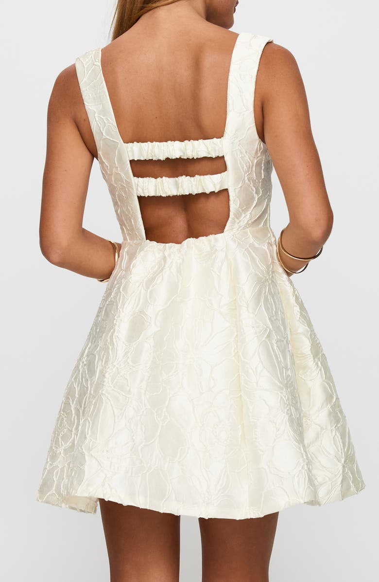 Princess Polly Eloquent Floral Satin Jacquard Cocktail Minidress, Alternate, color, Ivory