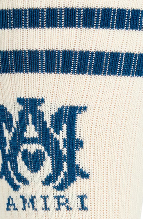 Amiri Monogram Core Logo Crew Socks In Vintage Blue
