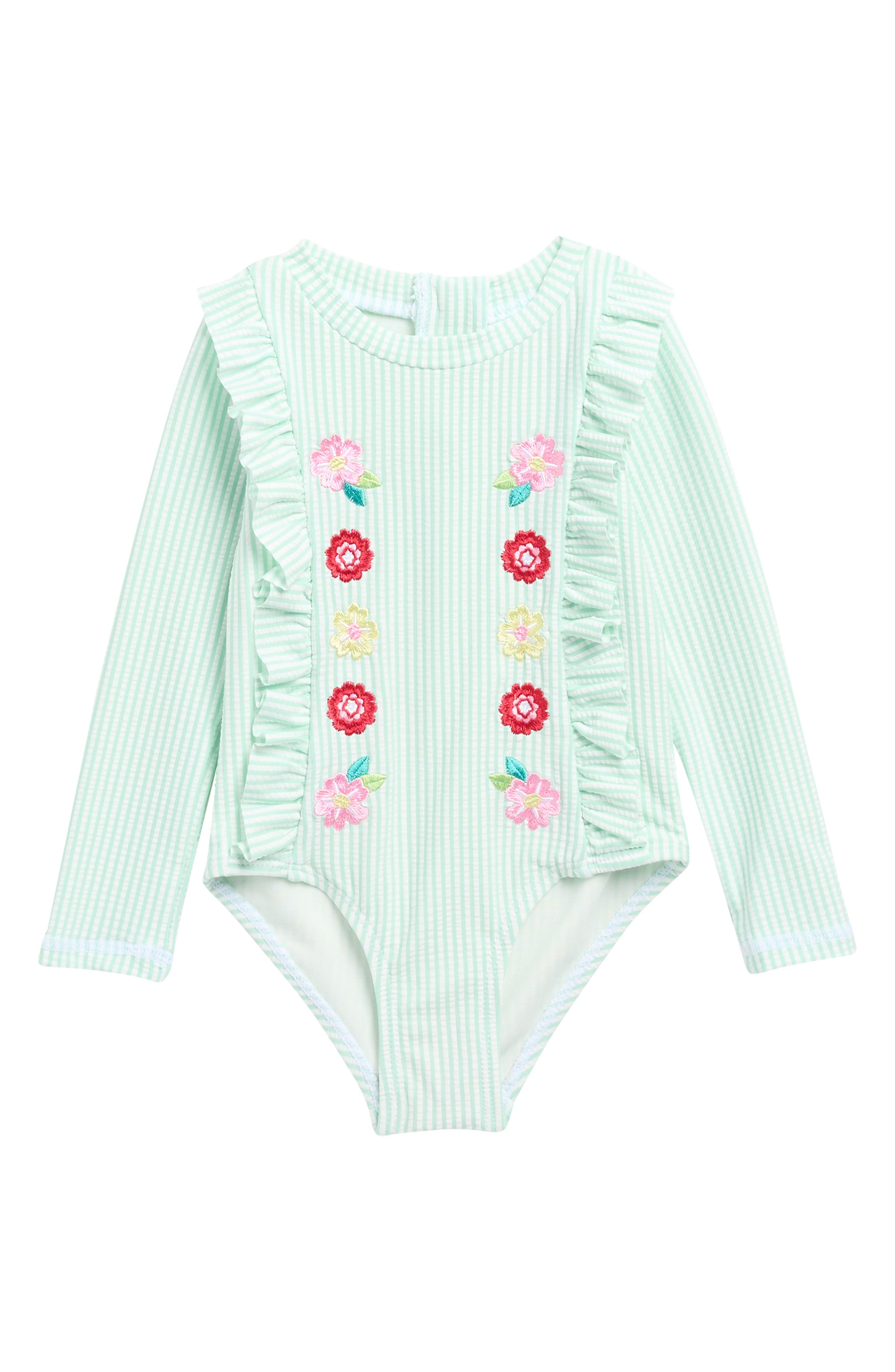 Nicole Miller Kids' Floral Seersucker Rashguard Swimsuit