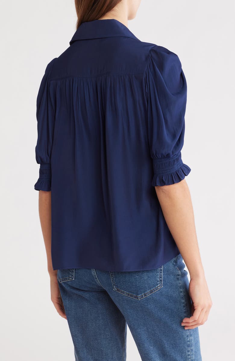 Ramy Brook Kaylor Puff Sleeve Button-Up Shirt, Alternate, color, Spring Navy