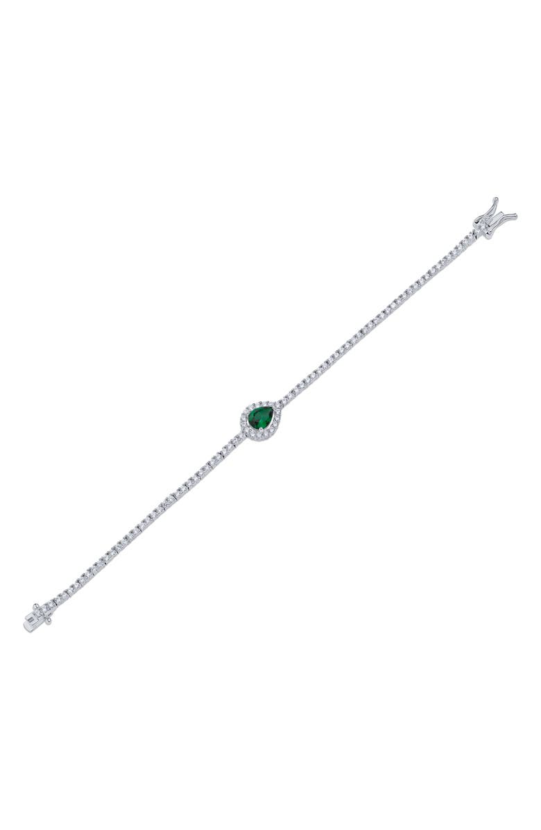CZ by Kenneth Jay Lane Pear Cubic Zirconia Tennis Bracelet, Main, color, Green/ Silver