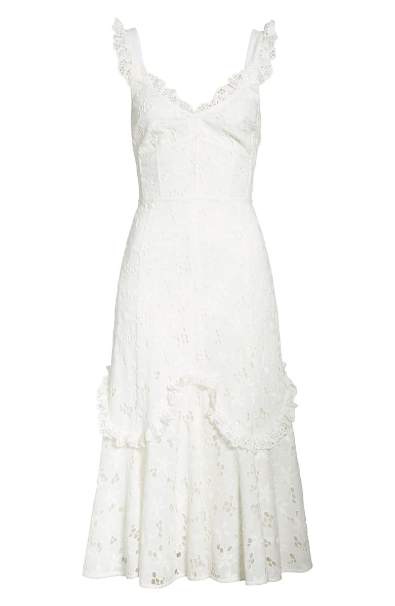 Rebecca Taylor Adriana Eyelet Midi Dress, Alternate, color, 