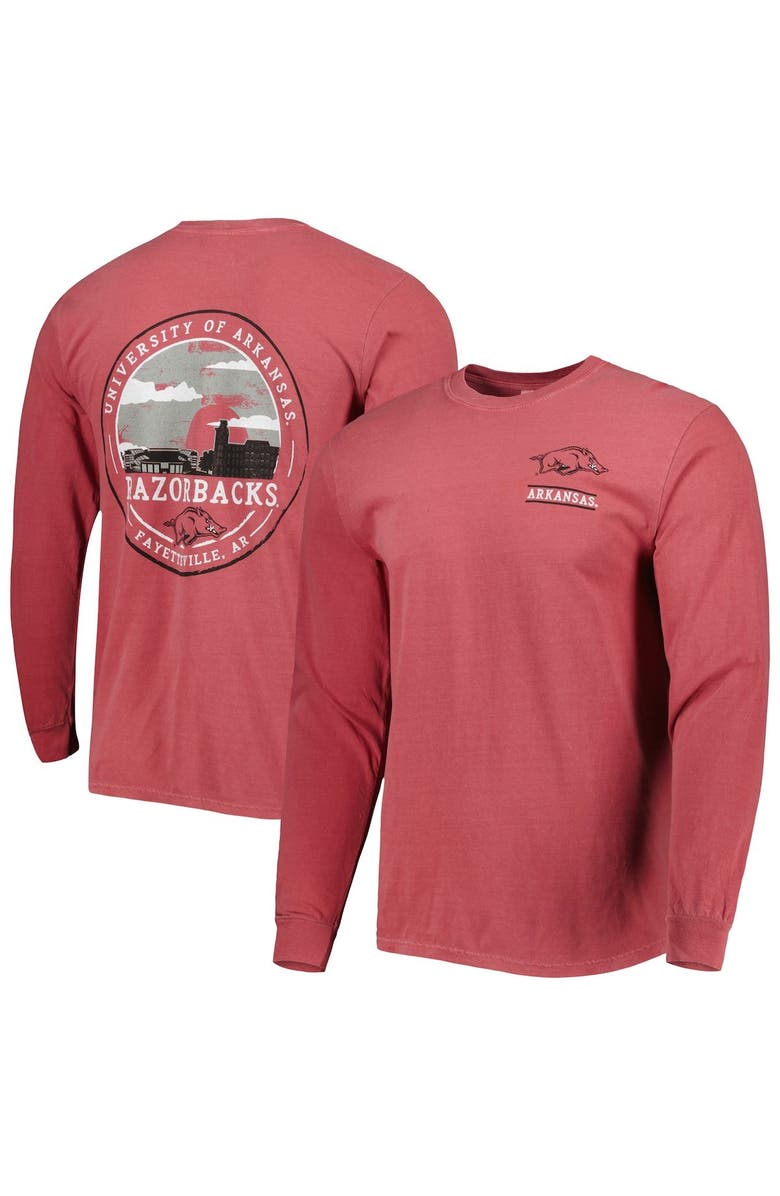IMAGE ONE Men's Cardinal Arkansas Razorbacks Circle Campus Scene Long Sleeve T-Shirt, Main, color, Cardinal