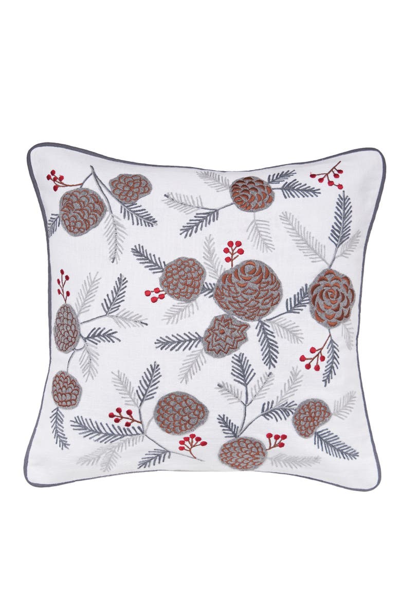 C&F Home Pinecone & Berries Christmas Throw Pillow, 18" x 18", Main, color, Brown