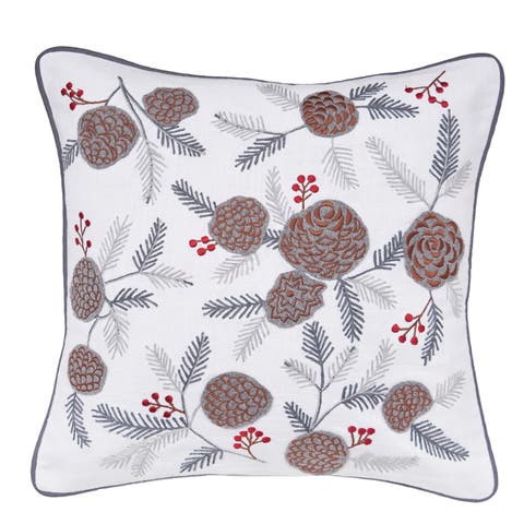 Pinecone & Berries Christmas Throw Pillow, 18" x 18"