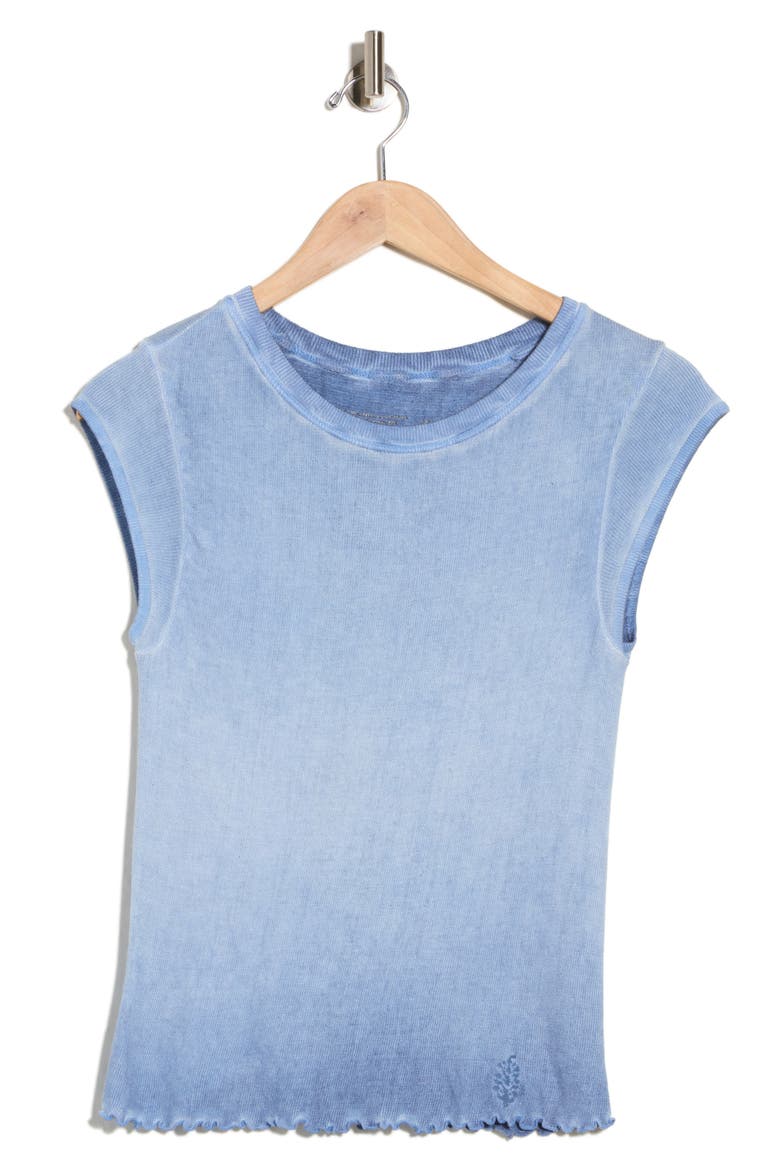 Double Point Short Sleeve Ribbed T-Shirt, Main, color, DARK DENIM