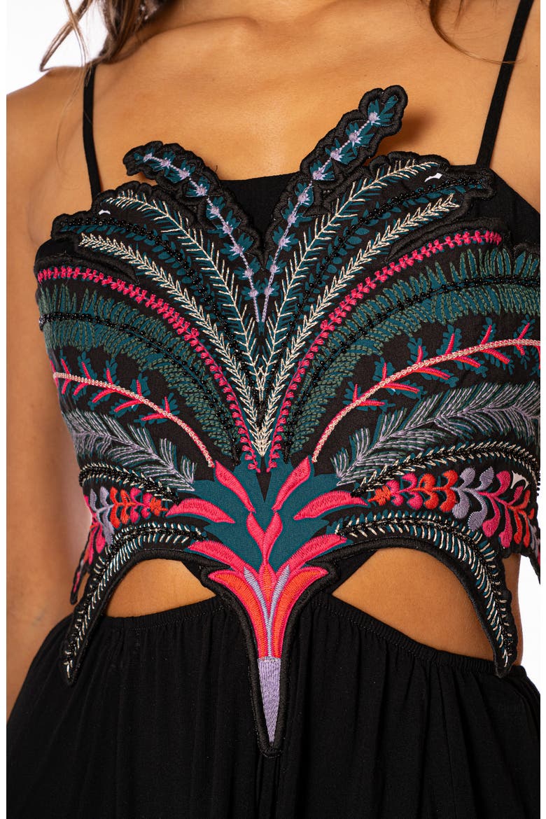 Palm Grove Owen EmbroideredCover-Up Maxi Dress, Alternate, color, BLACK