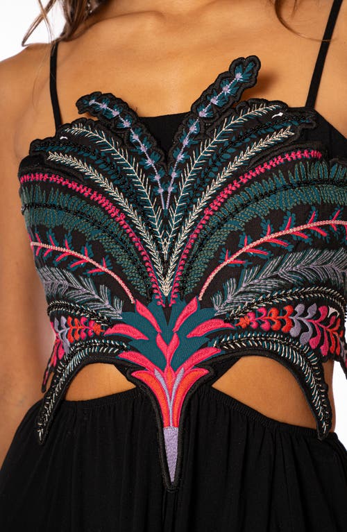 Maaji Palm Grove Owen Embroideredcover-up Maxi Dress In Black