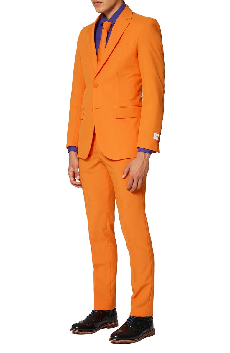 OppoSuits 'The Orange' Trim Fit Two-Piece Suit with Tie, Alternate, color, Orange