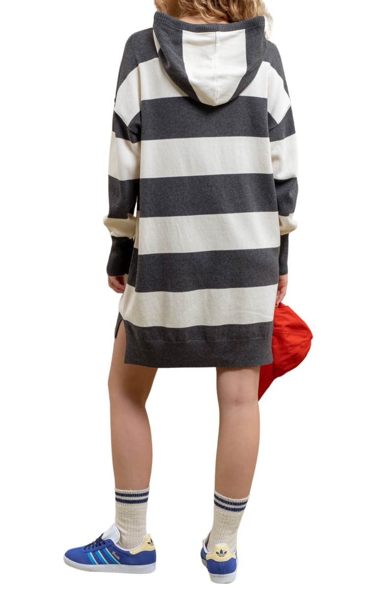 Blu Pepper Stripe Hooded Sweater Minidress, Alternate, color, 