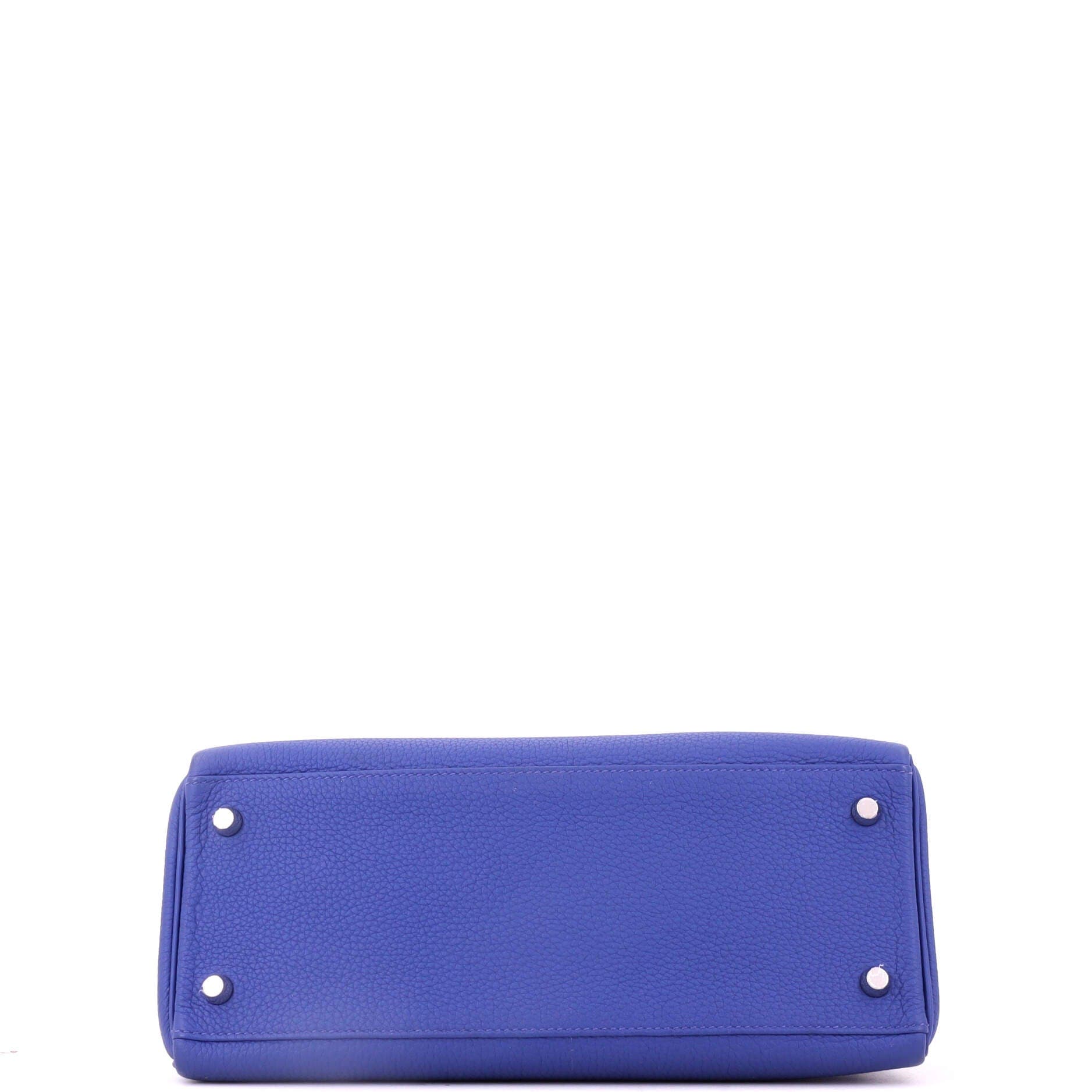 Kelly Au Trot Handbag Blue Togo with Palladium Hardware 28, Alternate, color, Blue