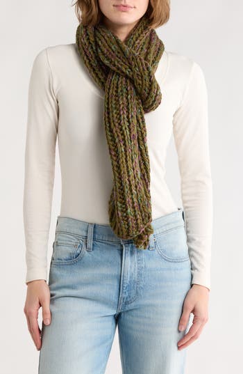 Melrose And Market Metallic Knit Scarf In Green