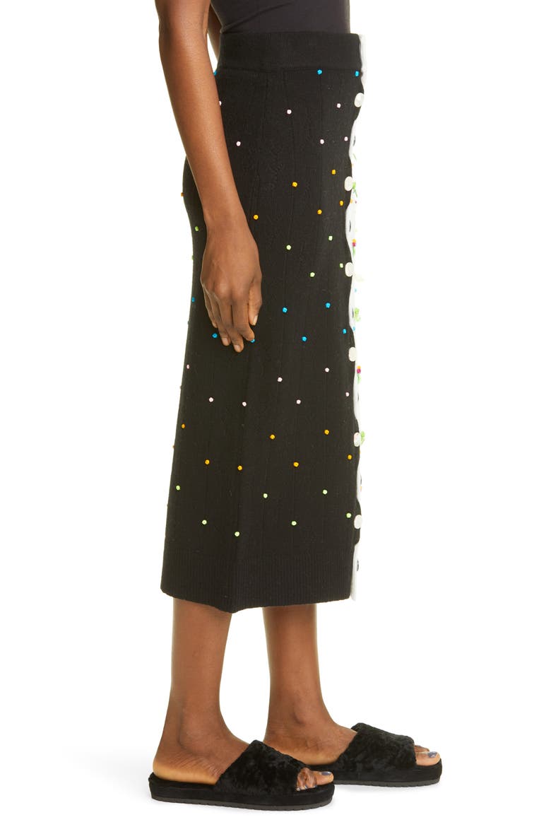 Rosie Button Front Lambswool Midi Skirt, Alternate, color, BLACK/ WHITE