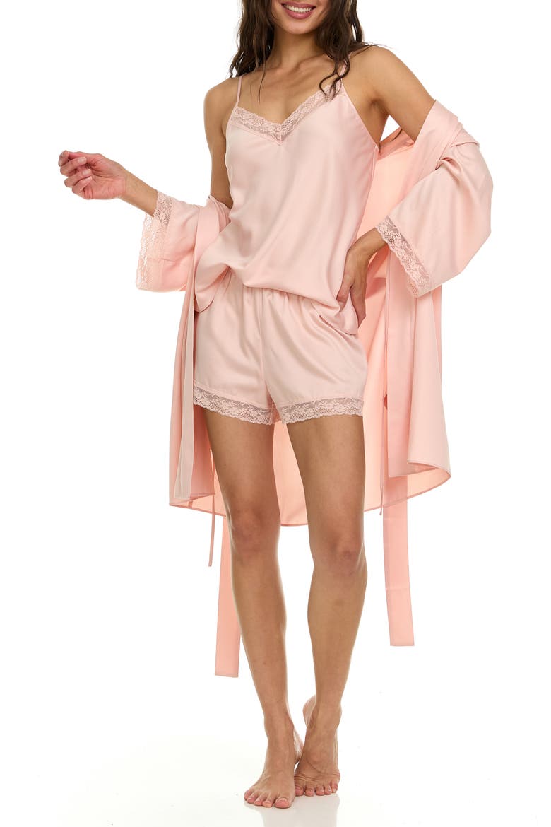 Sonia Satin Charmeuse 3-Piece Pajama Set, Alternate, color, PINK