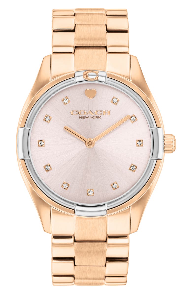 COACH Brooks Rose Gold Tone Bracelet Watch, 34mm, Main, color, Rose Gold