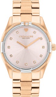 COACH Brooks Rose Gold Tone Bracelet Watch, 34mm
