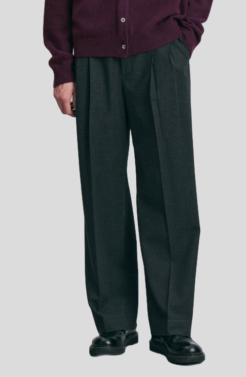 Double Pleated Wide Leg Slacks