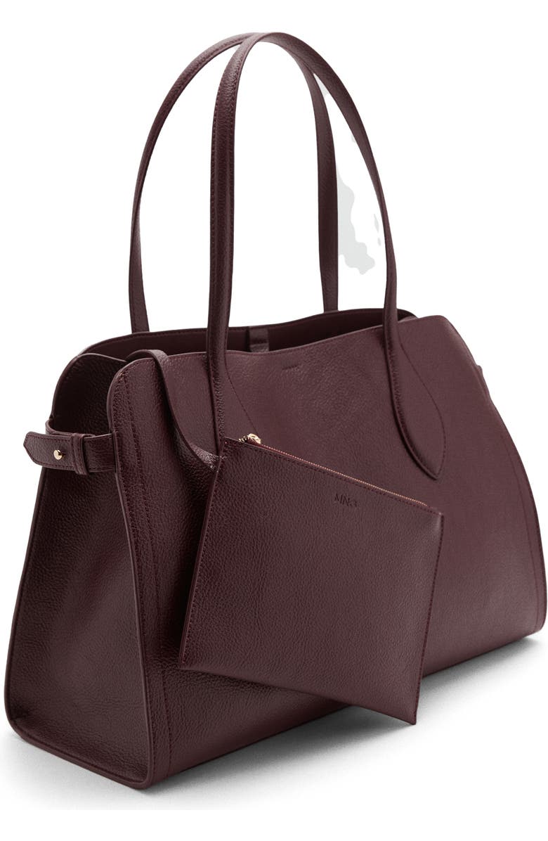 MANGO Medium Pebbled Faux Leather Handbag, Alternate, color, Burgundy
