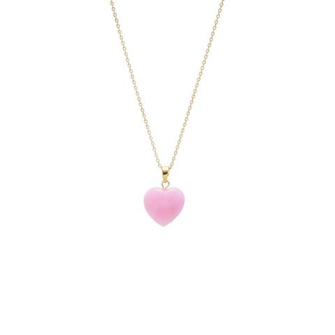 Colored Natural Stone Heart Pendant Necklace