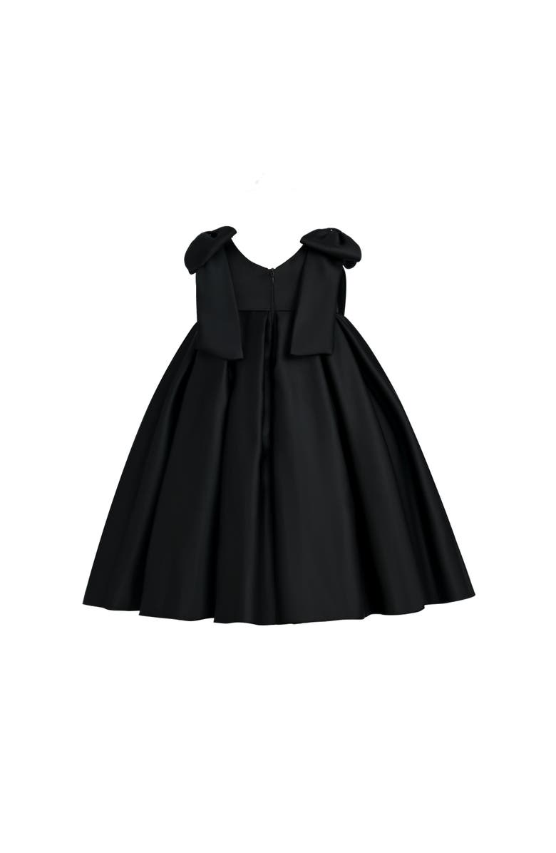 Tulleen Palermo Satin Bow Pleated Dress, Alternate, color, Black