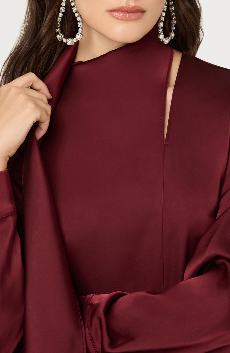 ASTR the Label Felista Scarf Neck Long Sleeve Shirt, Alternate, color, Wine