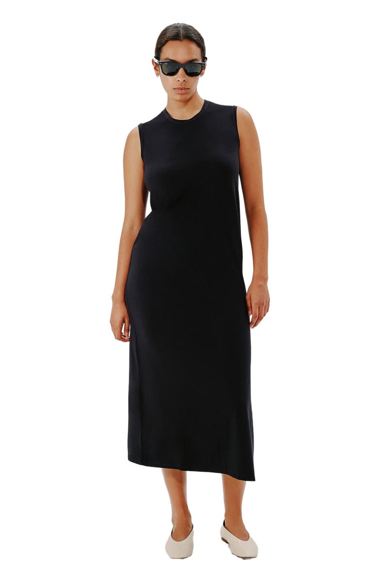 Another Tomorrow SLEEVELESS TEE DRESS, Main, color, Black