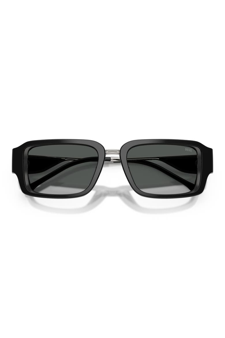 52mm Rectangular Sunglasses, Alternate, color, BILAYER BLACK / DARK GREY