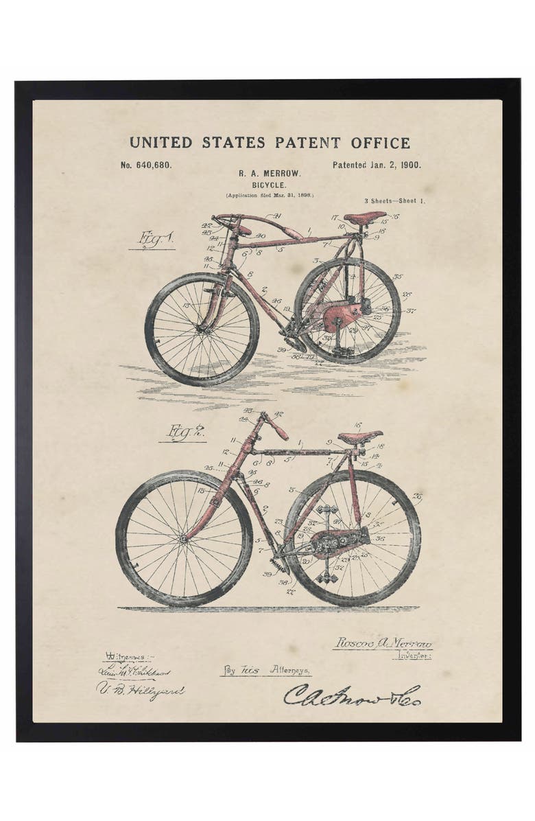 Antique Curiosities Bicycle Patent in Black Frame, Main, color, NO COLOR
