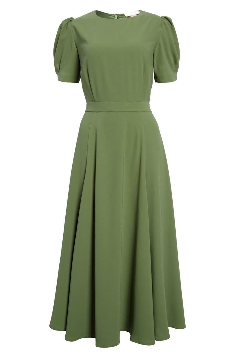Rachel Parcell Puff Sleeve Crepe Midi Dress, Main, color, 
