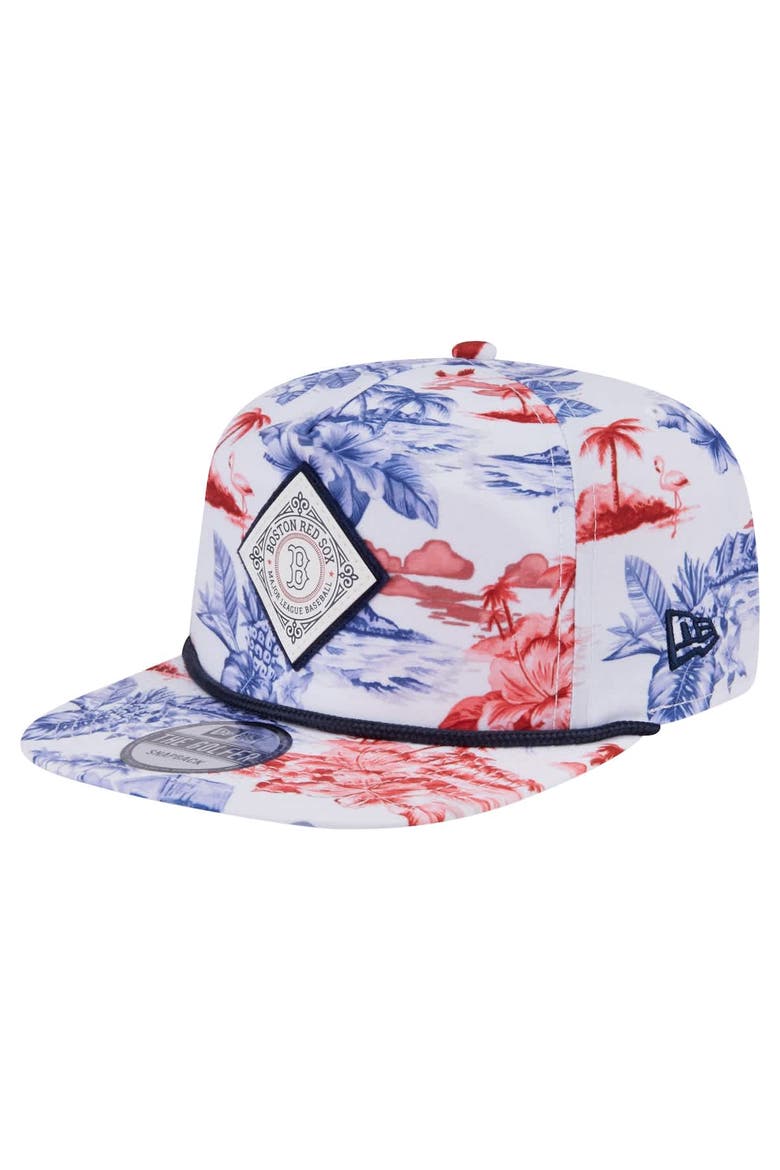 Men's New Era White Boston Red Sox Printed Island Golfer Snapback Hat, Main, color, White