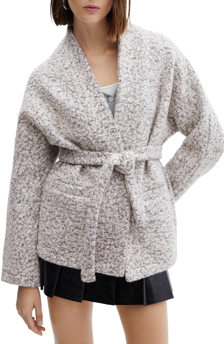 MANGO Tie Waist Coat, Main, color, 