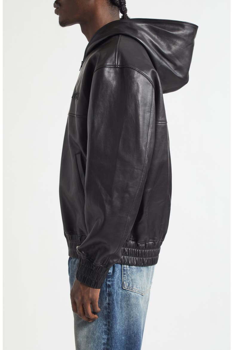 Oversize Hooded Lambskin Leather Zip Jacket (Men) | Nordstrom