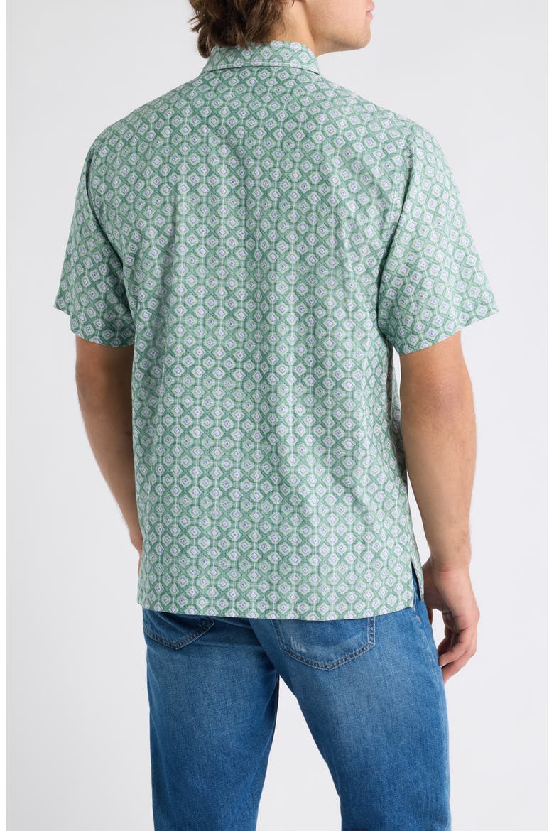 Coastal Ease Oak Park Geo Short Sleeve Shirt, Alternate, color, GRANITE GREEN